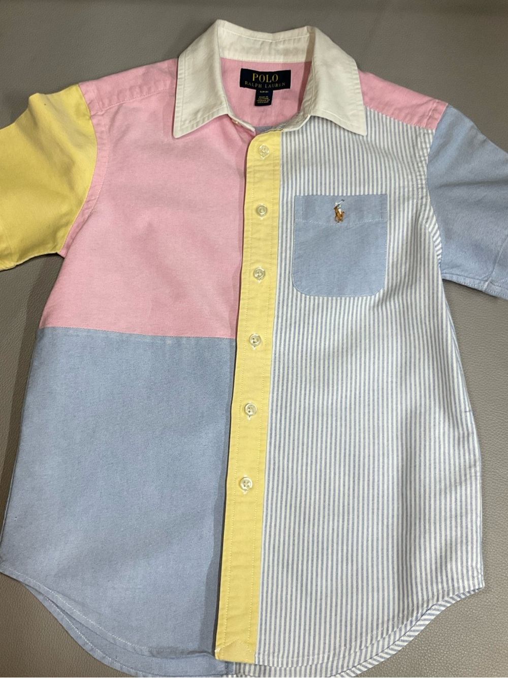 Polo by Ralph Lauren Kids Pastel Colorblock Striped Button-Down Shirt